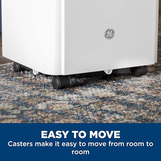 GE 9,000 BTU Portable Air Conditioner for Small Rooms up to 250 sq ft. (6,100 BTU SACC), 3-in-1 with Dehumidify, Fan and Auto Evaporation, Included Window Installation Kit - Image 6