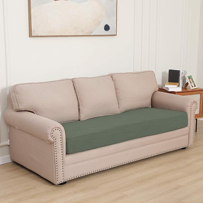 Easy-Going Stretch Cushion Cover Sofa Cushion Furniture Protector Sofa Seat Sofa slipcover Sofa Cover Soft Flexibility with Elastic Bottom(Oversized Sofa Cushion, Greyish Green) - Image 2