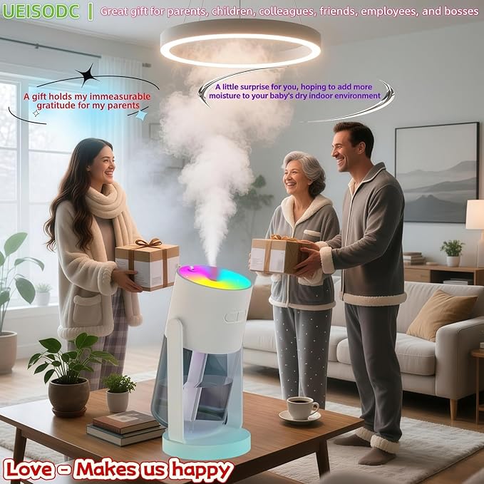 Bedroom Humidifier, USB Mini Portable Humidifier with Ultrasonic Nano-Fine Mist, Auto Shut-Off, Rotatable Design, Quiet Operation, and Easy Refilling & Cleaning ([Pink] Rotating Version) - Image 7