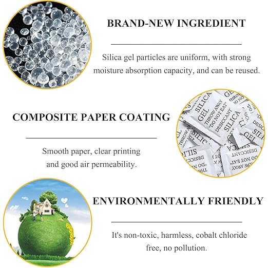 100PCS 5 Gram Premium Silica Gel Packets, Desiccant Packs for Storage, Moisture Absorbers, Humidity Dry Bags, Rechargeable Transparent Silicone Dessicants Dehumidifier for Electronics, Shoes, Jewelry - Image 3