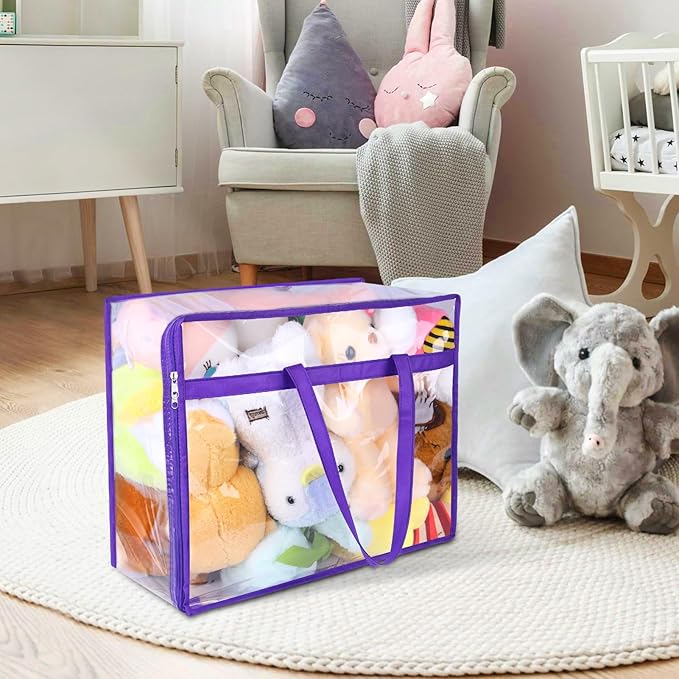 4 Pack Clear Zippered Storage Bags for Clothes, Closet Organizers and Storage Vinyl Bag for Bedding, Linen, Blankets, Comforters, Clothes & Toys Multi Purpose & Space Saver PVC Organizers - Image 5