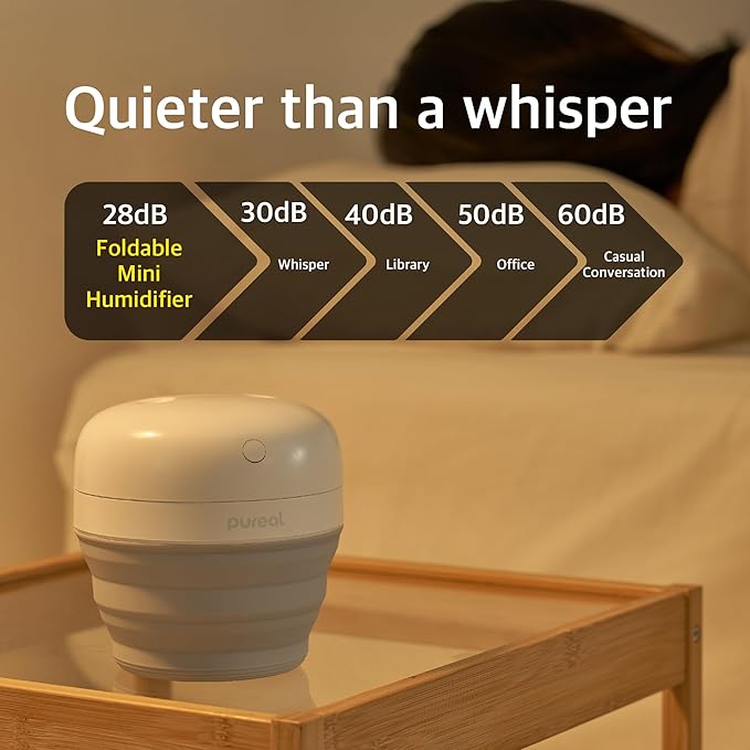 Pureal Foldable Mini Humidifier, 500ML Portable Small Cool Mist for up to 10 Hrs, for Baby Bedroom Travel Office Home, Auto Shut-Off, 3 Mist Modes, Super Quiet - Image 4