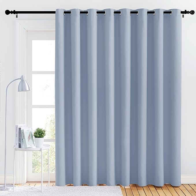 NICETOWN Bedroom Blackout Curtain Panel - (120 inches by 90 inch, Vintage Blue, 1 PC) Energy Saving Thermal Insulated Grommet Blackout Drapery for Patio, Room Divider Curtain by NICETOWN