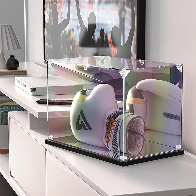 Boxing Glove Display Case with Mirror Back and Base, Acrylic Display Case for Full Size Boxing Glove, Watch The Video to Assemble (14x9.5x8.7 inch, 35x24x22 cm) - Image 6