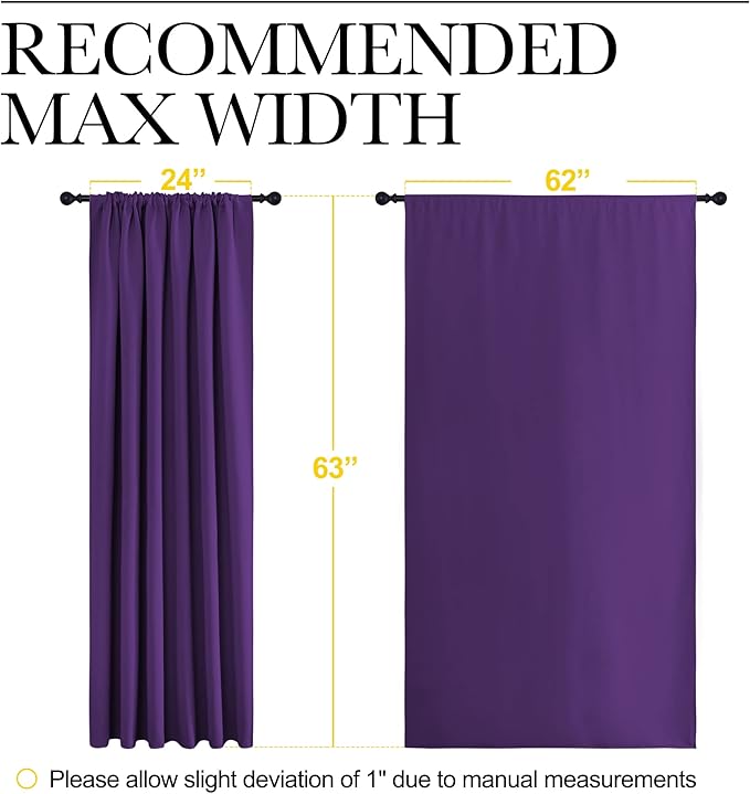 NICETOWN Living Room Curtains for Window - Energy Efficient & Noise Reducing Thermal Insulated Rod Pocket Blackout Drapes/Draperies for Living Room (Royal Purple, 2 Panels, W62 inches x L63 inches) - Image 7