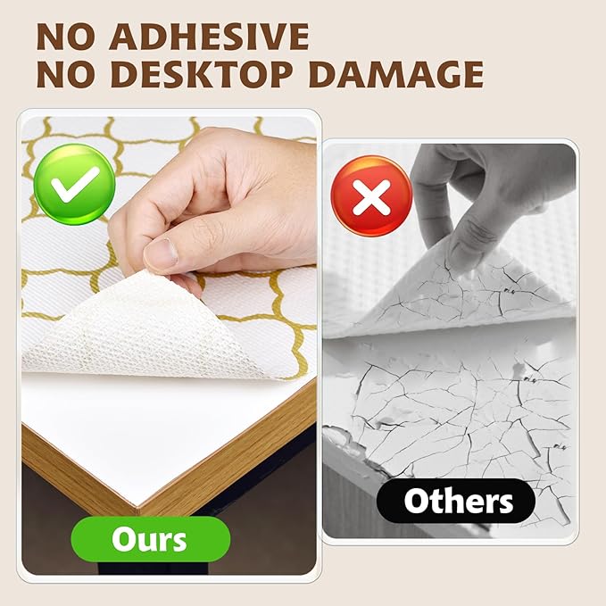 Shelf Liners for Kitchen Cabinets 23in x 20FT Non Adhesive Drawer Liner Gold Quatrefoil Thickened Shelf Liner Paper Strong Non-Slip Easy to Clean for Tool Box Refrigerator with Knife and Tape Measure - Image 6