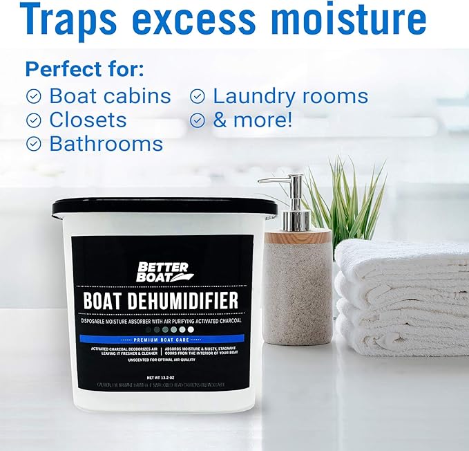 Moisture Absorber 4 Pack with Activated Charcoal Dehumidifier Bucket, Unscented Odor Absorber for Closet Basement Bathroom Boat RV, Disposable - Better Boat - Image 7
