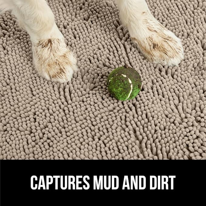 GORILLA GRIP SOAKSTOPPER Dog Door Mat, 70x24 Machine Washable Rug Absorbent Doormat Captures Moisture Mud Dirt, Quick Dry Soft Chenille Entryway Rugs Indoor Entrance Mats for Dog Paws, Beige - Image 3