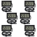6-Pack Mini Digital Thermometer Hygrometer with Probe Indoor Temperature Humidity Meter Gauge LCD Fahrenheit Display Hygrometer Thermometer Gauge, Black by DWEII