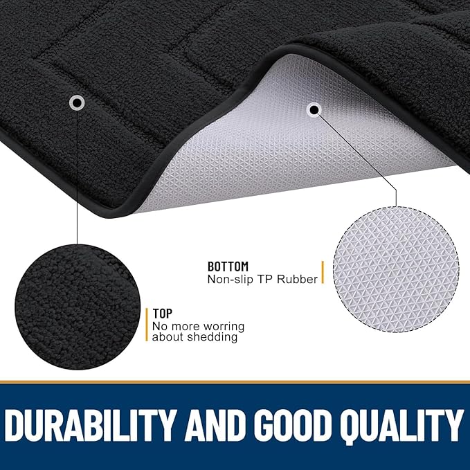 Smiry Dog Door Mat for Muddy Paws, Absorbs Moisture and Dirt, Low-Profile Entryway Mat with Non-Slip Backing, Entry Indoor Outdoor Doormat for Inside Floor (30x20 Inches, Black, Bordered) - Image 3