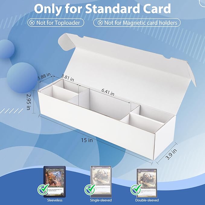 Laminated Trading Card Storage Box, Mtg Storage Card Box with 5-Compartment, Ultra-thin White Cardboard Collector Box for TCG, Sports Cards Storage, 2 Count - Image 4