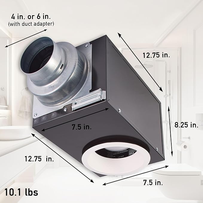 Panasonic FV-08VRE2 WhisperRecessed 80 CFM Bathroom Fan, Black - Image 2