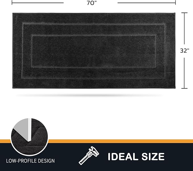 PURRUGS Dirt Trapping Door Mat 32" x 70", Non-Slip/Skid Machine Washable Entryway Rug, Dog Doormat, Super Absorbent Welcome Mat for Muddy Wet Shoes and Paws, Charcoal - Image 2