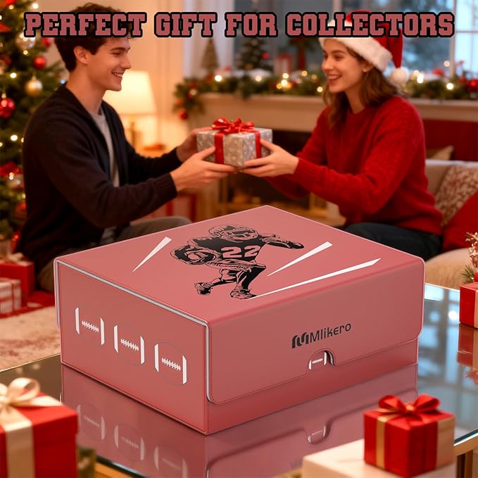 Mlikero Football Card Storage Box, Trading Card Storage Box Oversized Fits Toploaders, Magnetic Closure Sports Card Case for Football Cards 2025 (Holds 500+ Toploaders) - Image 7