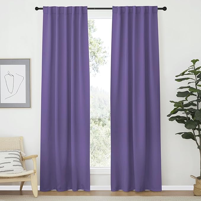 NICETOWN Living Room Darkening Curtains - (Lilac Color) W42 x L70, Set of 2, Home Decor Room Darkening Thermal Insulated Drapery Panels for Office/School/Hospital Window by NICETOWN