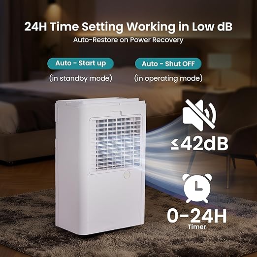 NEWBULIG 80Pints Dehumidifier with Drain Hose, 5,500 Sq.Ft Dehumidifier for Basement, 1.32 Gallon Tank, Low 42dB, Smart Humidity Ring, Ideal Whole House Humidity Remover for Home, Bedroom & Bathroom - Image 4