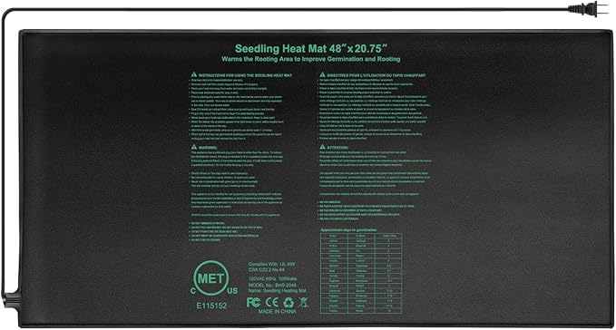 Seedling Heat Mat 48"x20.75", UL & MET-Certified Waterproof Plant Heating Pad for Germination, Hydroponics, Brewing, Breeding, and Greenhouses by HYDGOOHO