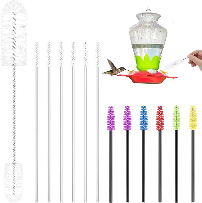 37 Pieces Hummingbird Feeder Cleaning Brush 3 Size Mini Nylon Tube Brushes Set 2 in 1 Double Headed Hummingbird Brush Cleaner for Bottles Tubes Jars Bird Feeder(White) by Perthlin
