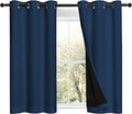 NICETOWN 100% Blackout Short Curtains with Black Liners, 2 Panels, 37" W by 40" L, Moroccan Blue, Thermal Insulated Full Blackout 2-Layer Lined Drapes, Energy Efficiency Window Draperies for Bedroom by NICETOWN