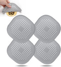 Hair Drain Catcher,Square Drain Cover for Shower Silicone Hair Stopper with Suction Cup,Easy to Install Suit for Bathroom,Bathtub,Kitchen 4 Pack (Aluminium Grey) by Bovinde