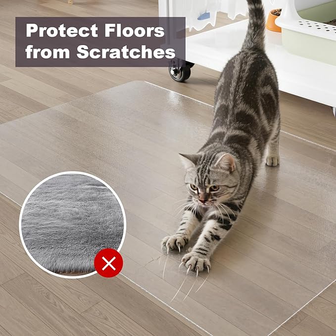 3'×4' Frosted Clear Waterproof Area Mat for Hard Floor, No Scratches Plastic Floor Mat for Litter Boxes, Spill-Resistant Easy Cleaning Floor Protector for Under Refrigerator, Plant Pots - Image 3