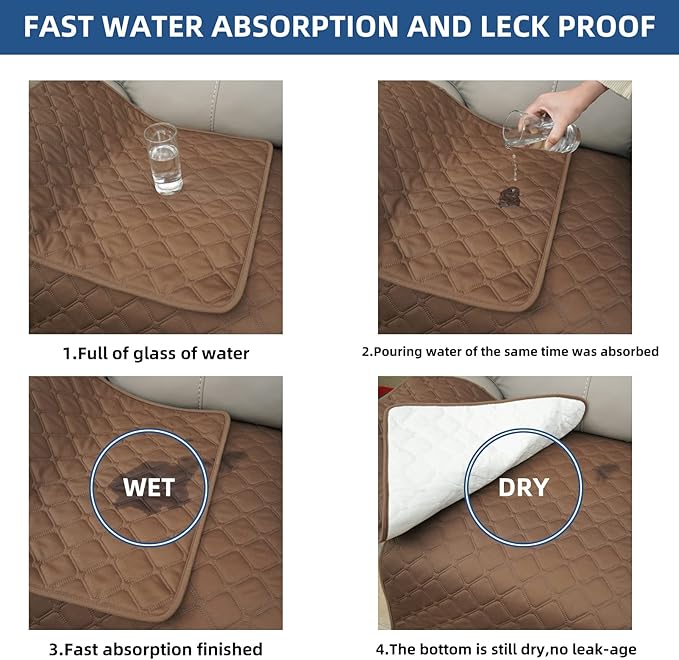 Eismodra Waterproof Recliner Chair Covers for Reclining Couch Slipcovers Seat Cushion,Anti-Slip Sofa Cover for Dogs Pets Furniture Protector Washable,Brown Set (4 Pieces) - Image 5