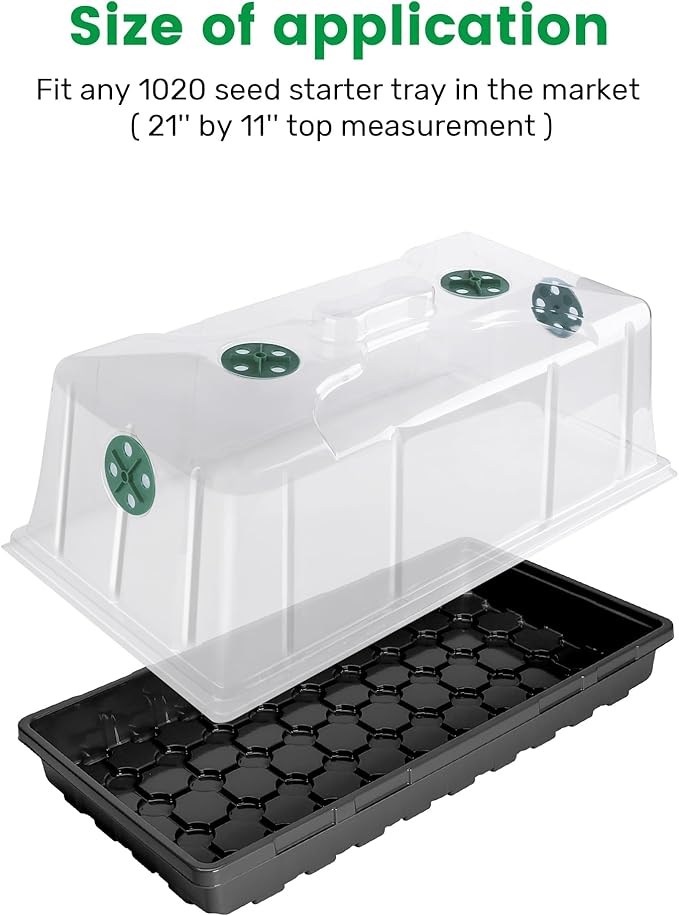 MIXC 10 Pack Humidity Dome 7" Tall Extra Strength, 1020 Growing Trays Cover, Propagation Seed Cloning Lid Vented for 10 x 20 Inch Flat Tray and Seed Starting Germination - Image 2