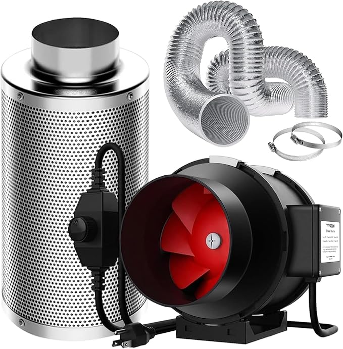 VIVOSUN Grow Tent Ventilation System, 6 Inch Inline Duct Fan with Speed Controller, 6'' Carbon Filter, and 16ft. Ducting Combo, Air Cooling and Filtration Kit for Grow Tent, Hydroponics by VIVOSUN