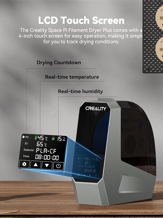 Creality Space Pi Filament Dryer, Filament Storage Box, Upgraded Double 360° Heating Drying with Fan&Touch Screen, 3D Printer Filament Spool Holder, Dehydrator 1.75/2.85/3mm PLA PETG ABS TPU Nylon - Image 8