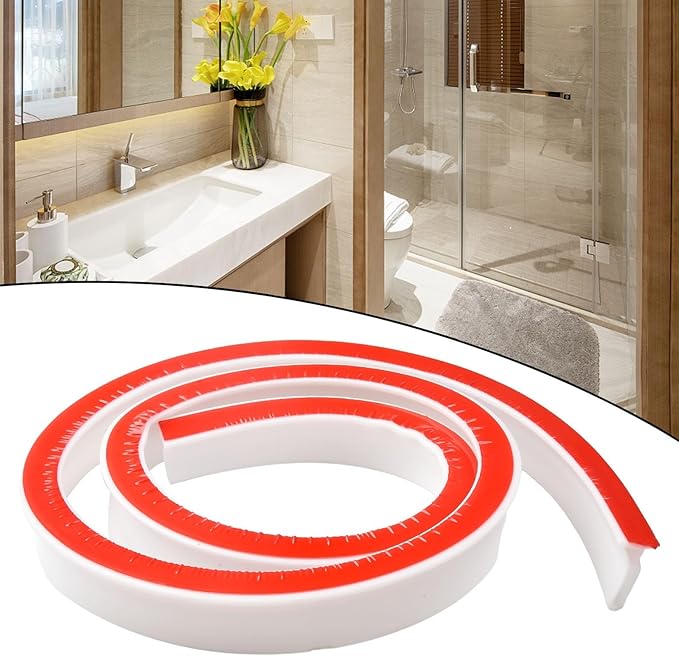 Silicone Water Stopper and Shower Barrier, 50-300cm Flexible Waterproof Strip for Curbless Showers and Bathroom Moisture Control(5cm-White 200cm) - Image 6