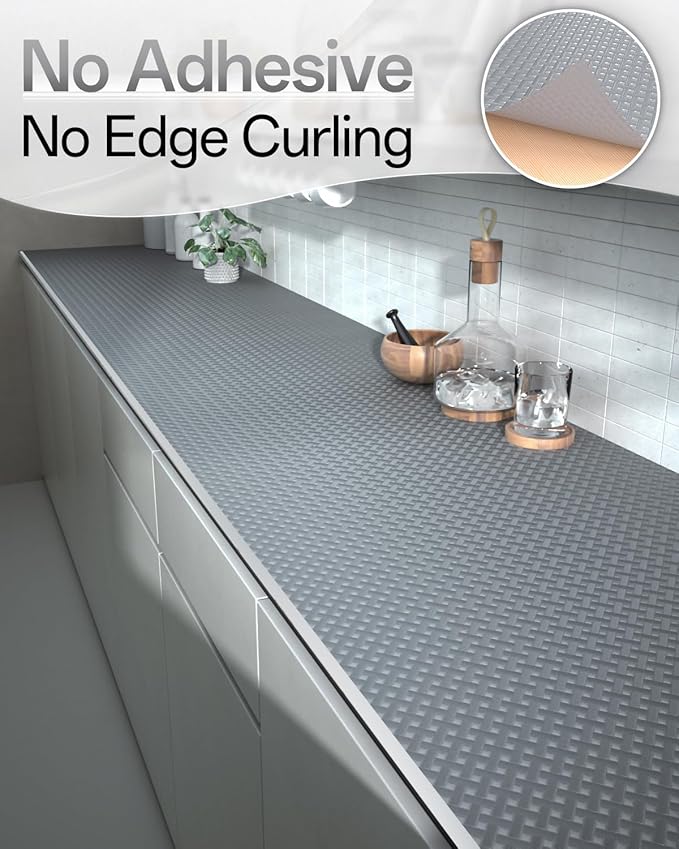 Shelf and Drawer Liner for Kitchen Cabinet, Non-Adhesive 24in x 240in Waterproof Contact Paper Refrigerator Liners Thickened Durable EVA Material Non Slip Mat for Dresser Cupboard Pantry Protector - Image 4