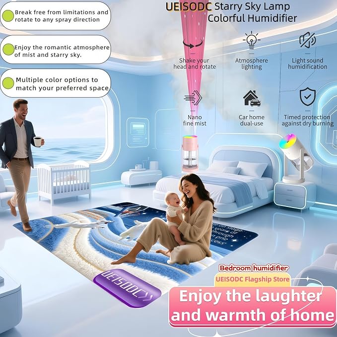Bedroom Humidifier, USB Mini Portable Humidifier with Ultrasonic Nano-Fine Mist, Auto Shut-Off, Rotatable Design, Quiet Operation, and Easy Refilling & Cleaning ([Pink] Rotating Version) - Image 3