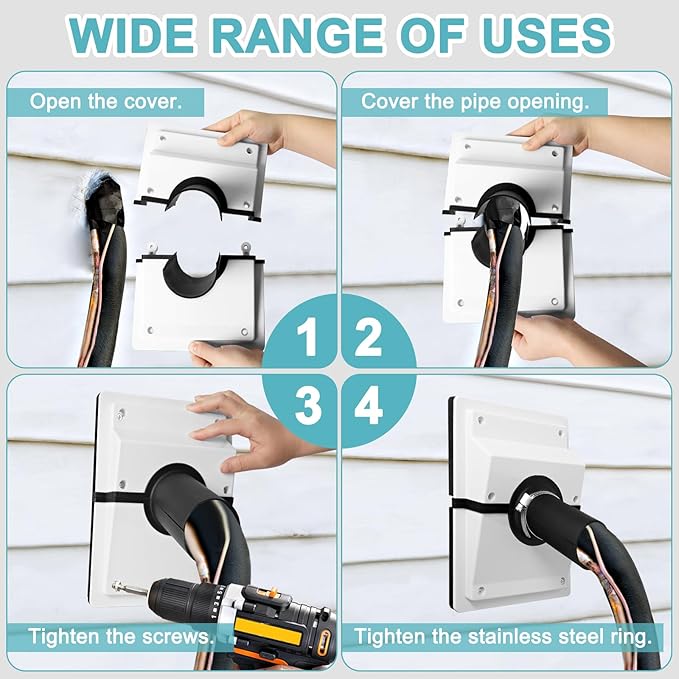 HVAC Wall Penetration and Duct Kit Cover, Split Air Conditioning Duct Kit Wall Cover, Easy to Install HVAC Wall Penetration for Indoor and Outdoor Air Conditioning Systems(White) - Image 4