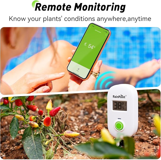 RAINPOINT Smart Digital Wireless Plant Moisture Meter Houseplants Indoor WiFi Hub Kit with Low/High Moisture Alert,Real-time Monitor Hygrometer Sensor Outdoor Gardening Push Notification&Email - Image 4