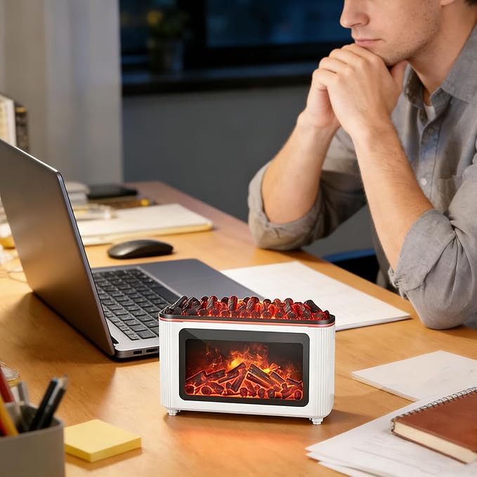 Fireplace Diffuser - 160ml Ultrasonic Quiet Home Decor with 7 Flame Colors,Flame Air Diffuser,for Bedroom Offices Car Living Room Spa Yoga Meditation Hotel Restaurant Retail - Image 2