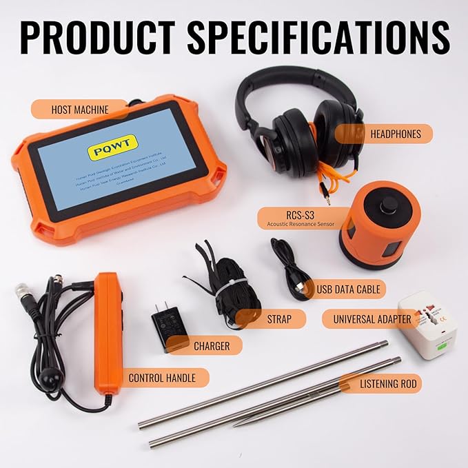 PQWT Underground Water Leak Detectors PQ125B Outdoor Wall Pipe Water Leakage Detection with Touchscreen Earphone and Carrying Case Sensor Acoustic Pipeline Sound Intensifier - Image 7