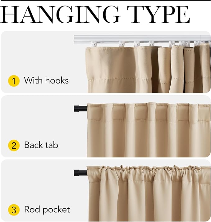 NICETOWN Doorway Curtain & Track Set, Privacy Room Darkning French Door Curtain with Smooth Track for Closet/Bay, Thermal Insulated Drape for Office/Bedrrom, W 34 x L 80 in, Biscotti Beige, 1 Panel - Image 3