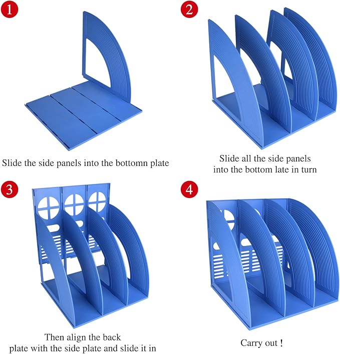 SAYEEC Magazine File Holder Desk Binder Holder Plastic File Sorter Folder Organizer Stand Book Shelf Dividers Vertical Filling Storage Rack Desktop Bookshelf Display Box for Office School Home (Blue) - Image 7