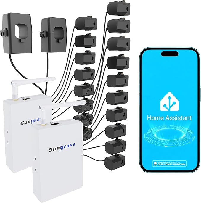20-Circuit Whole Home Energy Monitor for Home Assistant-Real Time Electricity Usage Monitor, Solar Self-Consumption Trace, Automation and Control, Historical Energy Tracking (2) by Unknown