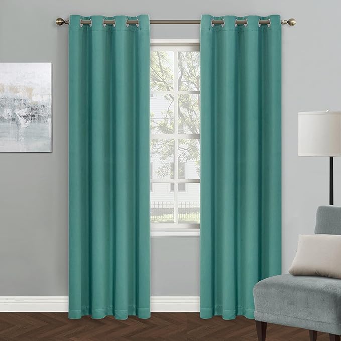 MYSKY HOME Teal Blackout Curtains 80 Inch Long for Living Room Bedroom Door Blue Closet Drapes Grommet Window Curtains Privacy Protect Room Darkening Single Panel Curtains, 52 x 80 Inch by MYSKYHOME