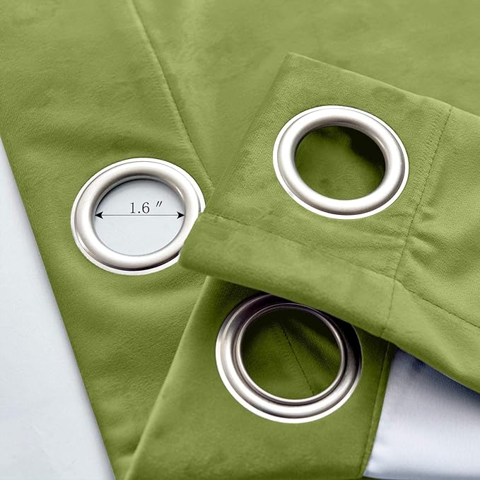 ChadMade Extra Wide Blackout Lined Premium Velvet Curtain Green 120Wx72L Inch (1 Panel), Eyelet Grommet for Livingroom Bedroom Theater Studio, Leon Collection - Image 4