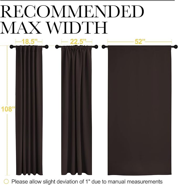 NICETOWN Window Curtains Blackout Panels - (Toffee Brown Color) 52 inches x 108 Inch, 2 Panels, Blackout Drapes for Sliding Glass Door - Image 7