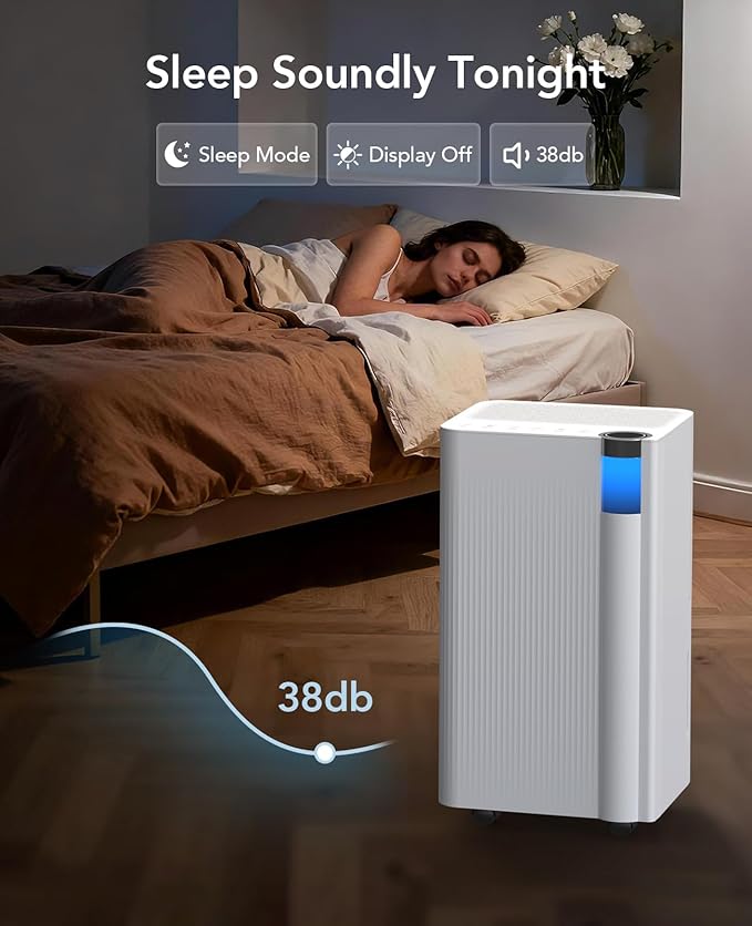 2500 Sq.Ft Dehumidifier for Basement with Drain Hose Max 34 Pints, Dehumidifiers for Home Large Room Bathroom Bedroom, 3 Modes, Smart Humidity Control, Auto Defrost, 24H Timer, Sleep Mode - Image 8