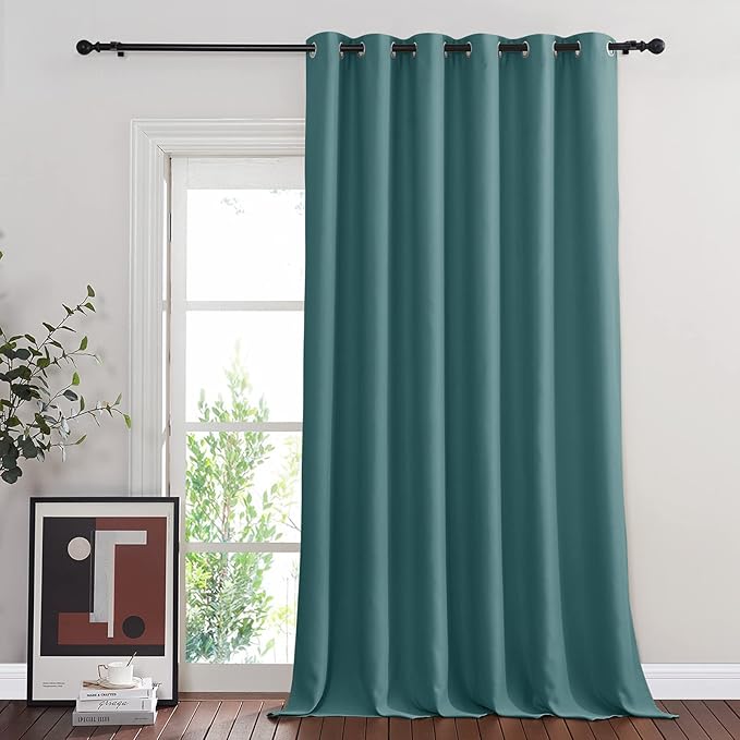 NICETOWN Blackout Sliding Glass Door Curtains, Room Darkening Thermal Insulated Curtains for Living Room Bedroom, Extra Wide Window Drapes, 1 Panel, W80 x L118, Sea Teal by NICETOWN