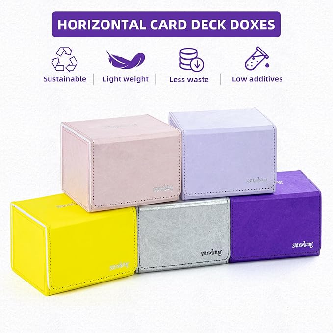Magic Card Deck Box for MTG Single Deck Card Box fits 100+ TCG Sleeved Cards Tyvek® Paper Card Box Top Loading Card Boxes Magic Gift for MTG TCG CCG (Horizontal,Purple) - Image 6