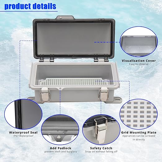 MAKERELE Small Outdoor Junction Box Waterproof Electrical IP67 Plastic Enclosure for Electrical Project with Transparent Cover Outside Size 7.9×3.9×2.8 inch(200×100×70mm) - Image 4