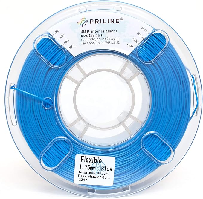 Filament，PRILINE 98A TPU Flexible Soft 3D Printer Filament，1KG 1.75mm Spool Durable TPU Flexible Material, Blue - Image 5
