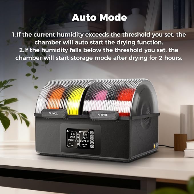 Sovol Filament Dryer 4 Spools, SH03 Dry Box with 85℃ Max Temp, Sealed Filament Storage Box with Auto Dehumiditification, Dual Independent Heating Chambers for PLA PETG ABS TPU ASA PC PA 1.75/2.85mm - Image 6