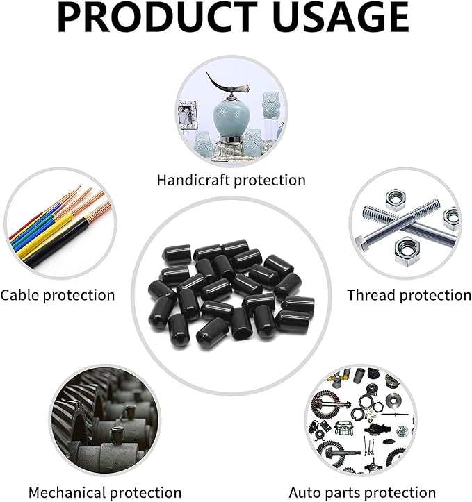 24 Pcs Round Rubber End Caps, 5/8" (16mm) ID Vinyl Flexible Screw Thread Protectors, Black Bolt End Caps for Metal Tubing Rod Bolt - Image 4