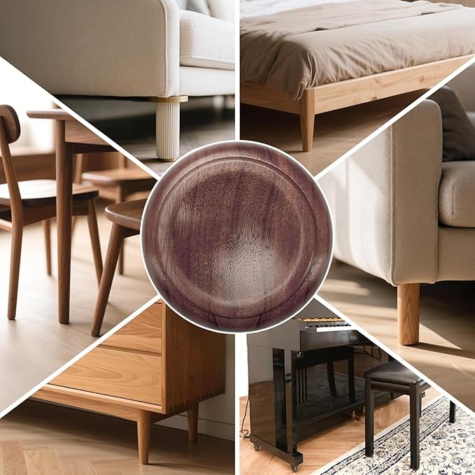 4 Pcs Solid Wood Upright Piano Caster Cups,Furniture Caster Cups,HilerPunk Sofas Beds Chairs Wheel Caster Cups Pads,with NoHPn-Slip & Anti-Noise Felt Pads,for Hardwood Floor Protectors (HL-10) - Image 7